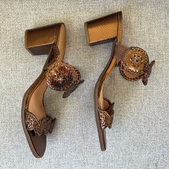 Jack Rogers Lauren Mid heeled Bronze Metallic Sandals Size 8.5 Slip On - Picture 2 of 6